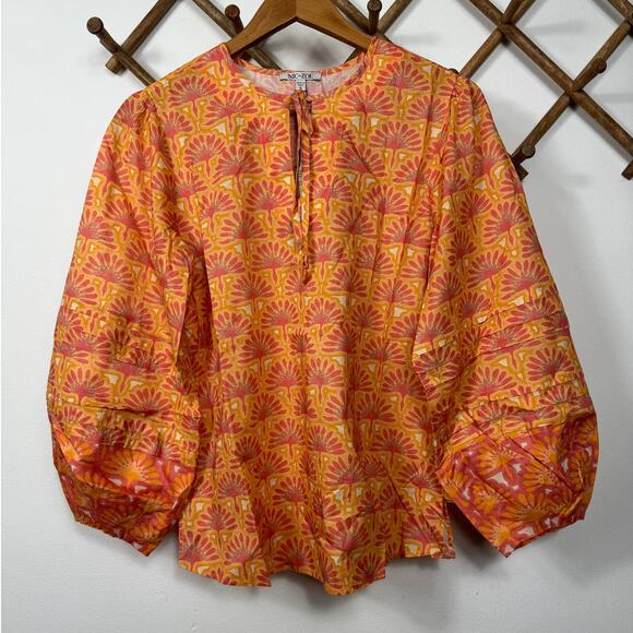 NIC+ZOE Swan Rays Top in Orange Multi - Picture 4 of 11